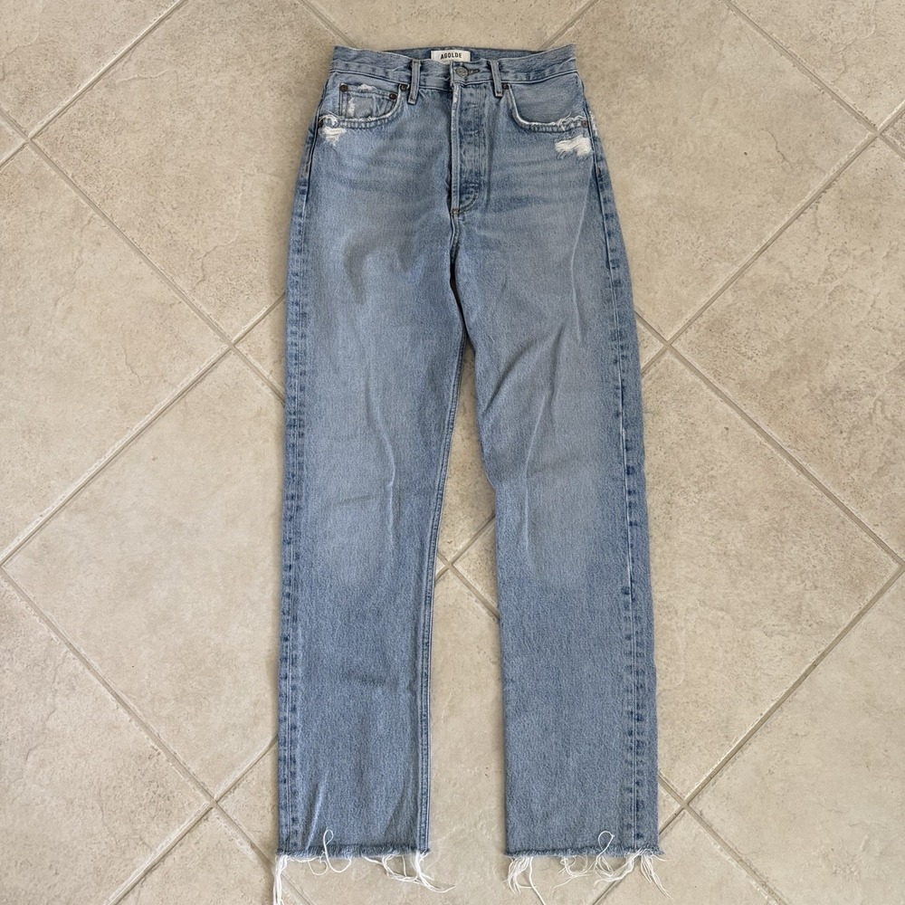 Agolde Iconic 90's Pinch Waist High Rise Straight Relaxed Blue Jeans‎ Size 24x28
